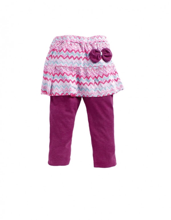 Kids-Printed Purple Skirt Leggings 