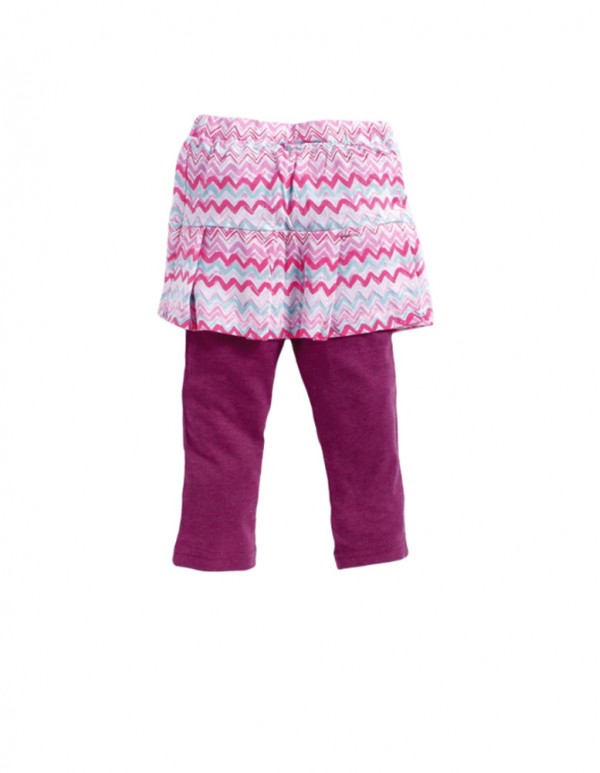 Kids-Printed Purple Skirt Leggings 
