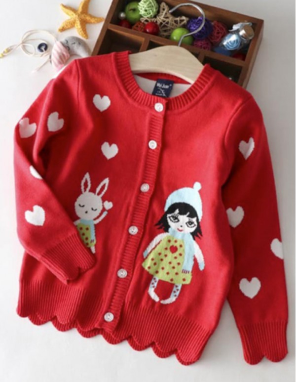 red girls cardigan