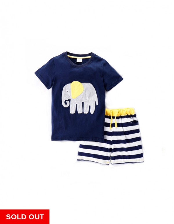 GT -Navy Elephant T-Shirt and Shorts Set