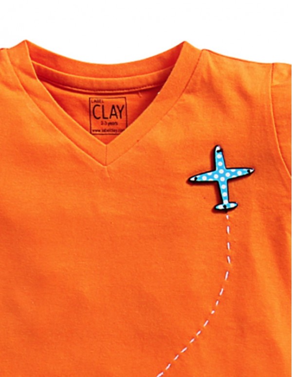 Label Clay-V Neck T-shirt 