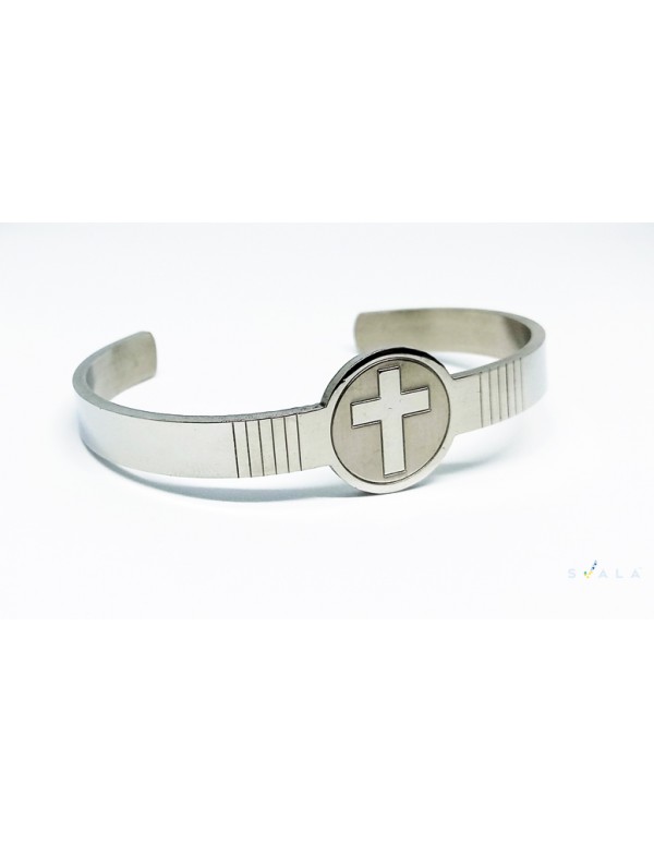  Premium Stainless Steel  Christian Cross Cuff for men