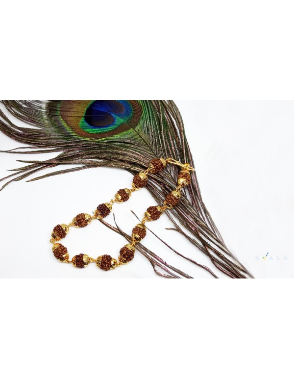 Rudraksha beaded gold plated bracelet for men