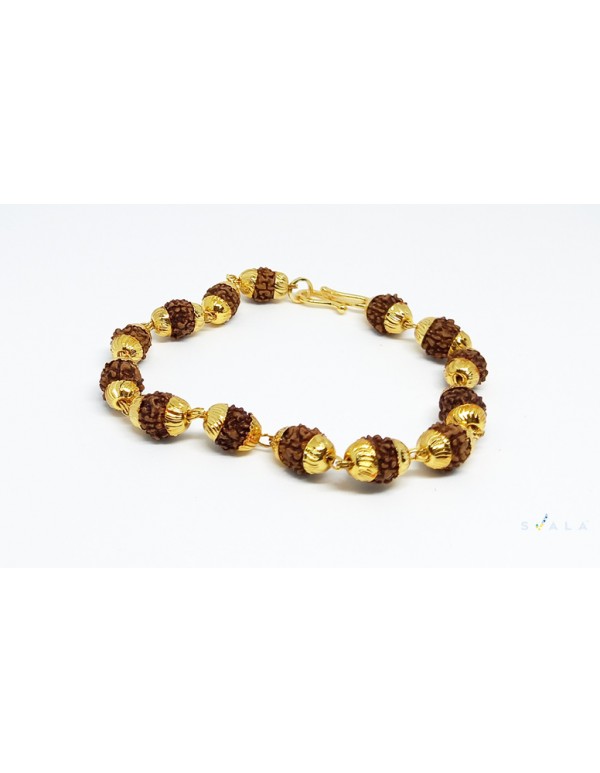 Rudraksha beaded gold plated bracelet for men