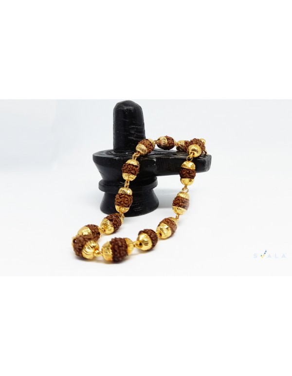 Rudraksha beaded gold plated bracelet for men