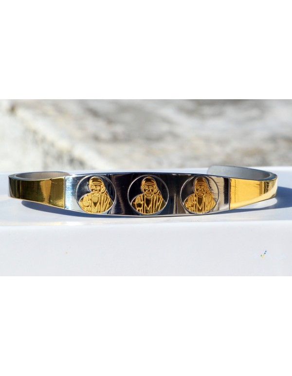 Premium gold and silver finish Saibaba Silver Finish cuff bracelet