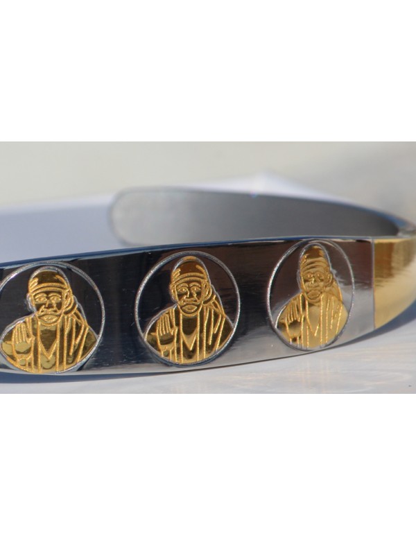 Premium gold and silver finish Saibaba Silver Finish cuff bracelet