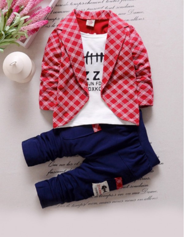 Red Full Sleeves Jacket Style T-Shirt And Pant Set