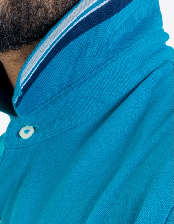 Men's Striped Polo collar - Ocean blue