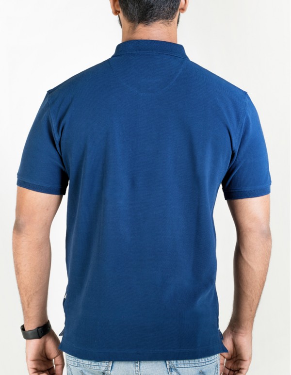 Men's Jacquard Collar Polo - Denim Navy