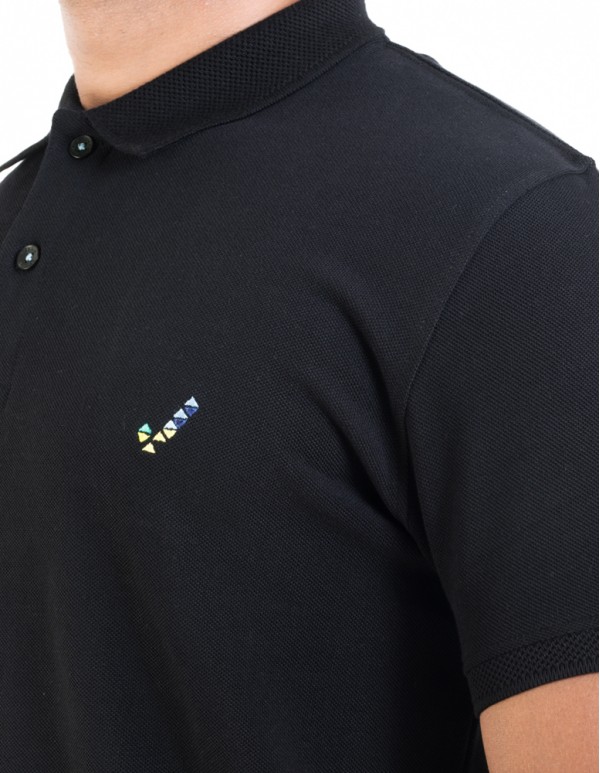 Men's Jacquard Collar Polo - Jet Black