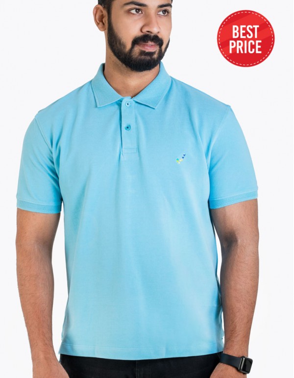 Men's Jacquard Collar Polo -FR Blue