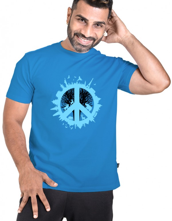 Men's Crew Neck Custom Printed Tee -Peace