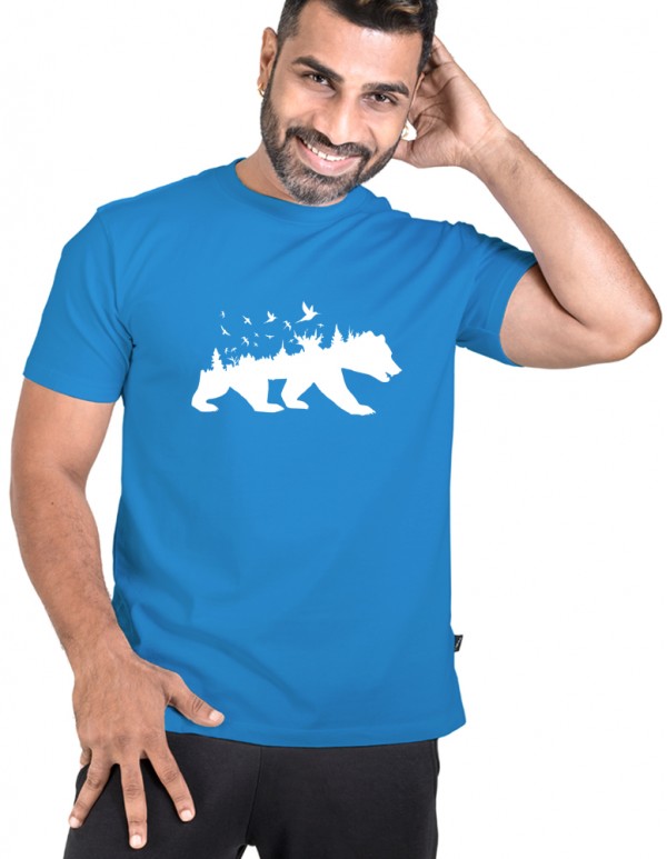 Men's Crew Neck Custom Printed Tee -Jungle Bear Tee