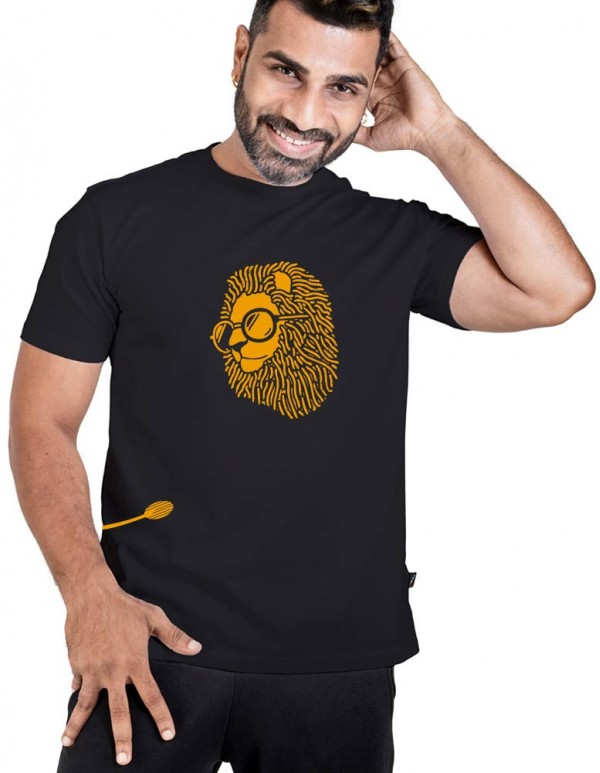 Men's Jet Black Custom Printed T-shirt-Singham