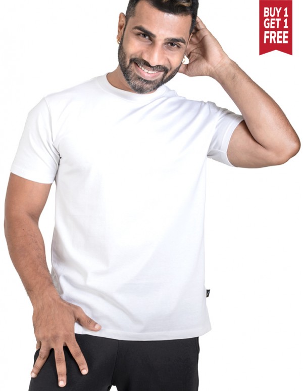 Tees -Crew Neck Men's White Plain T-shirt