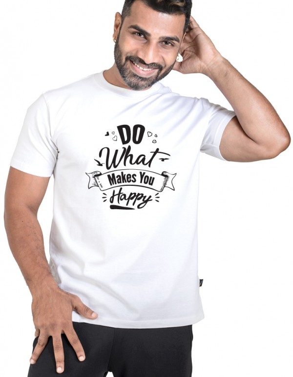 Men's Crew Neck Text Printed T-shirt