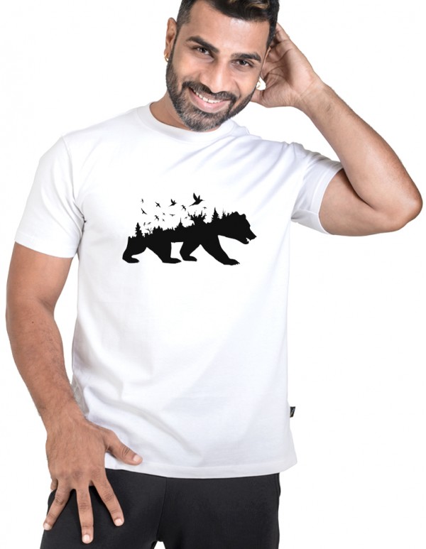 Men's Crew Neck Custom Printed Tee -Jungle Bear Tee